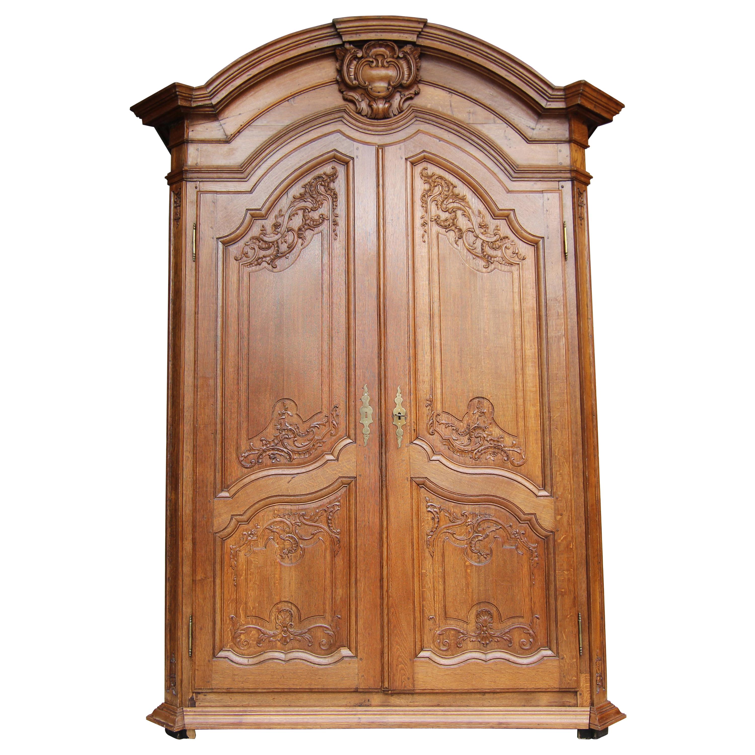 Large Belgian Oak Régence Style Cabinet from Around 1800
