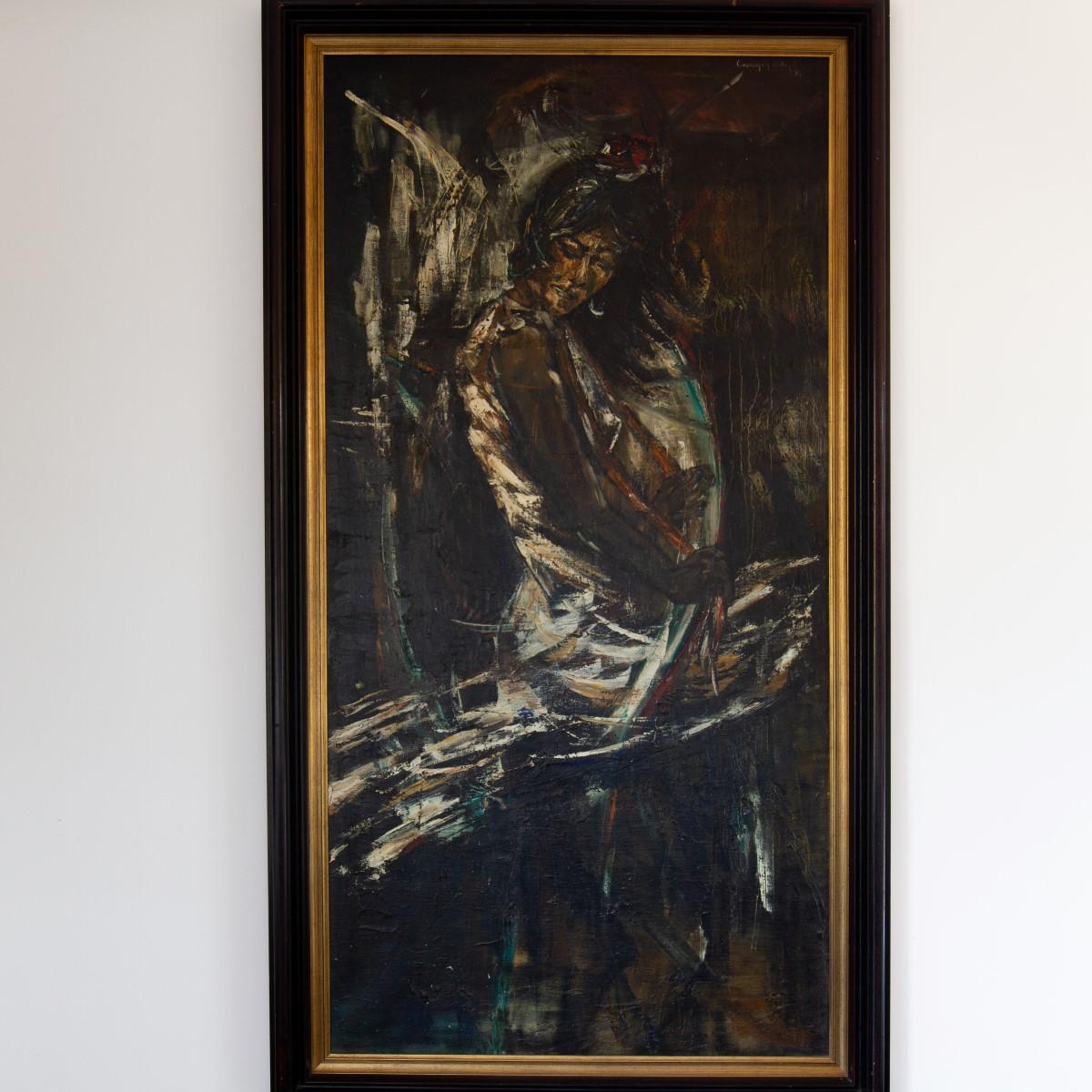 Large Belgian Oil Painting of Maria Albaicin by Roland Cassiman, 1968 In Good Condition In Donhead St Mary, Wiltshire