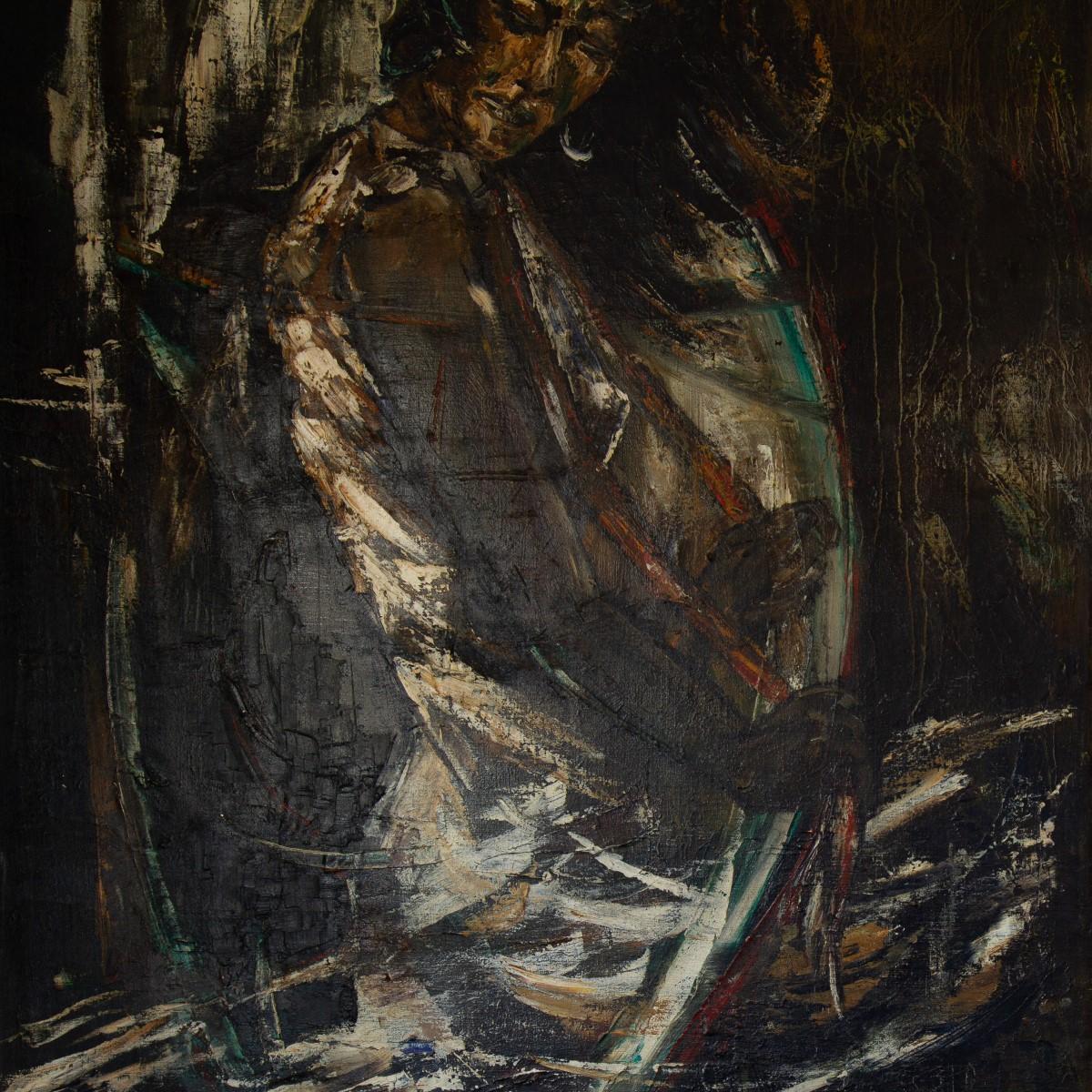 Mid-20th Century Large Belgian Oil Painting of Maria Albaicin by Roland Cassiman, 1968