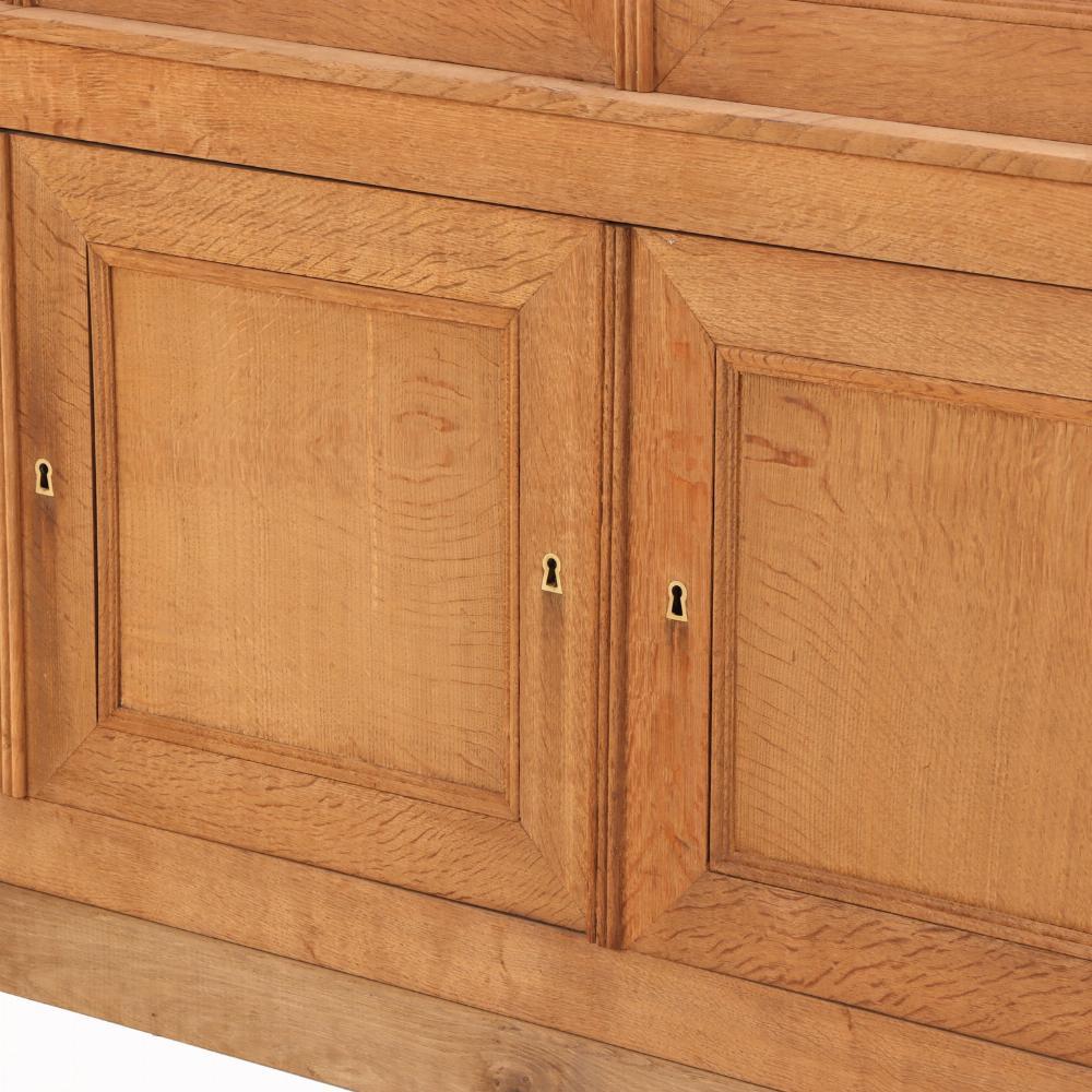 19th Century Large Belgian paneled oak wall cabinet, C. 1890. For Sale