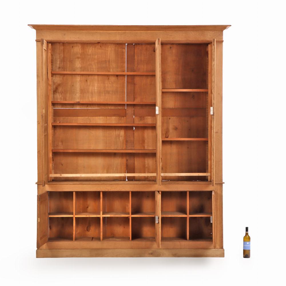 Large Belgian paneled oak wall cabinet, C. 1890. For Sale 1