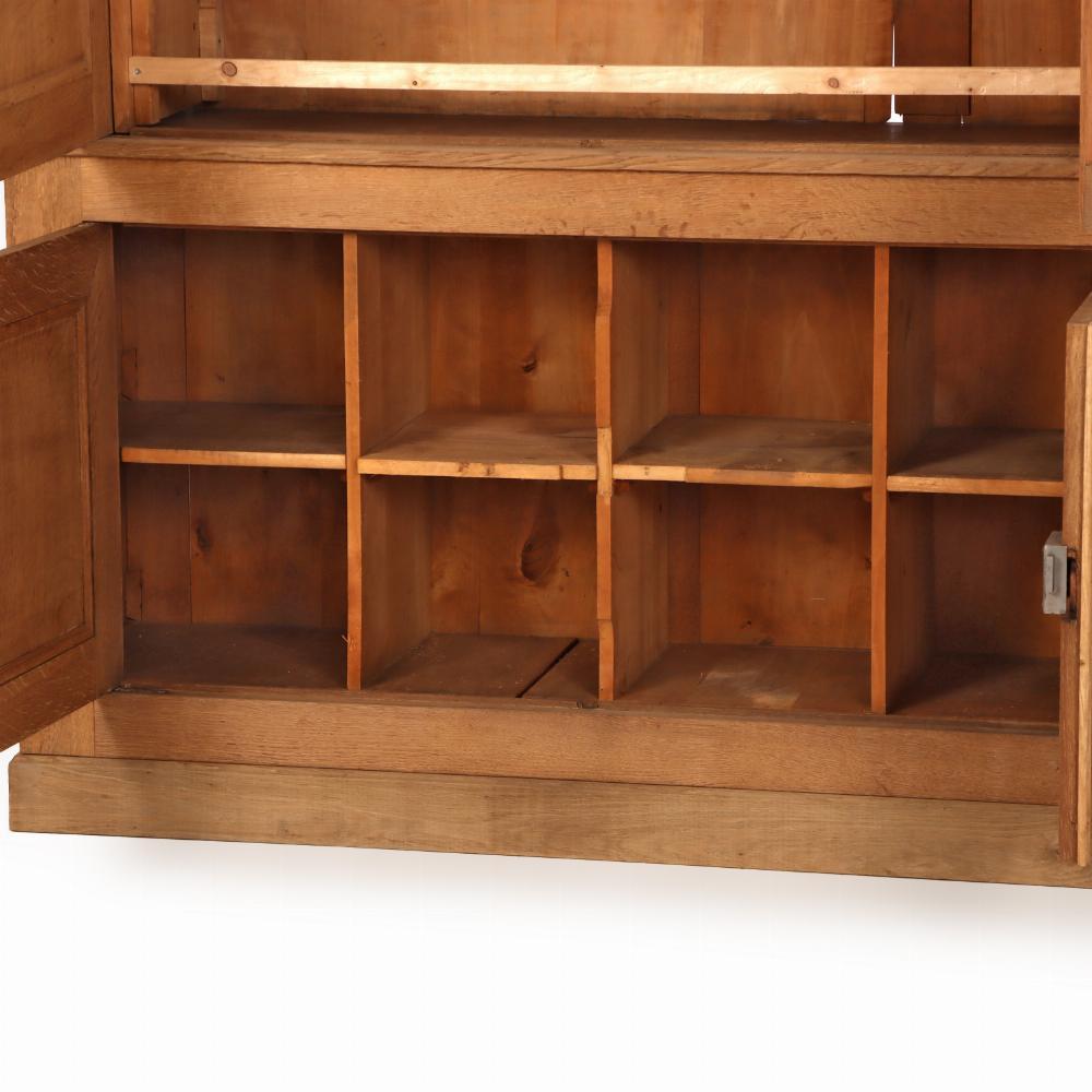 Large Belgian paneled oak wall cabinet, C. 1890. For Sale 2