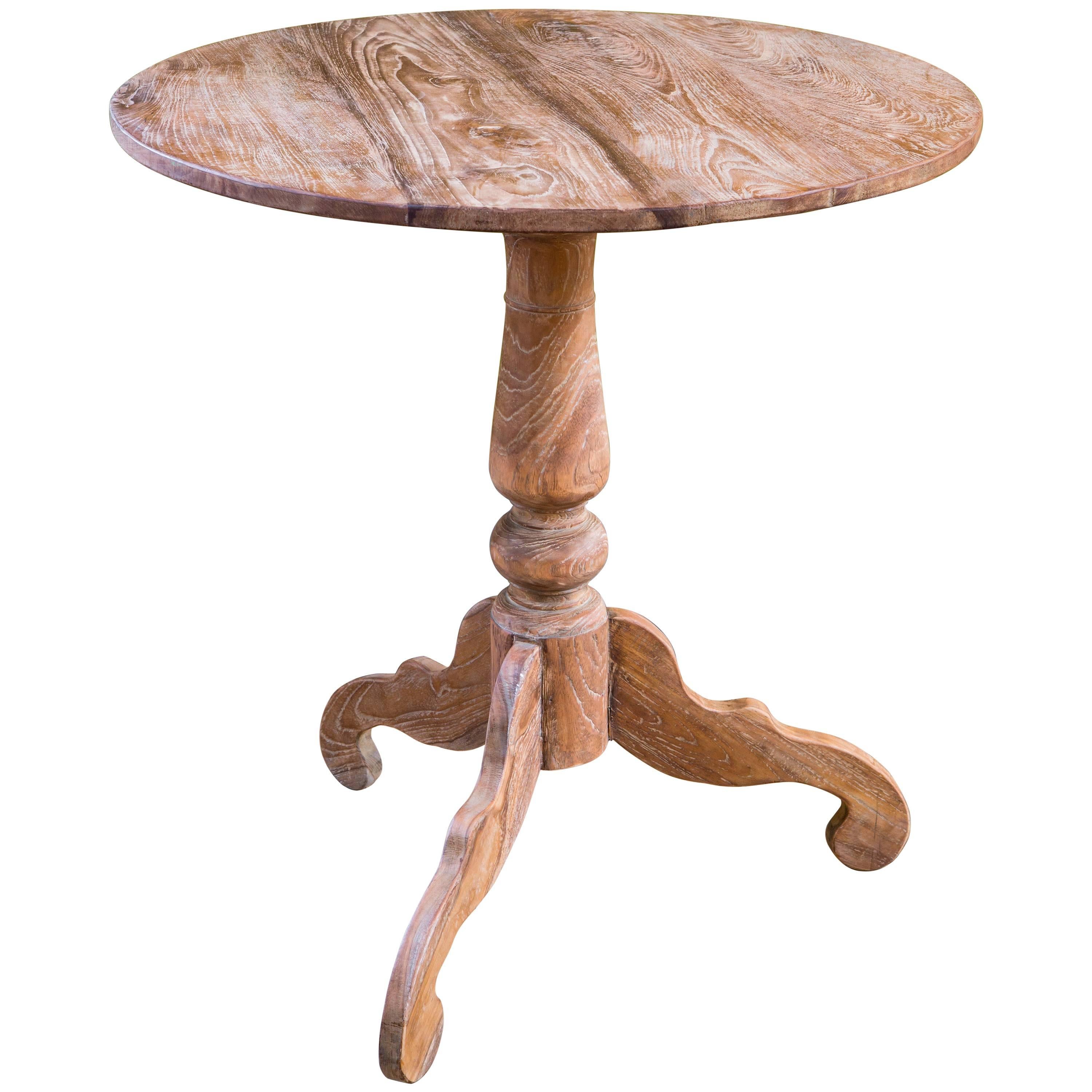 Large Belgian Reclaimed Wood Pedestal Table