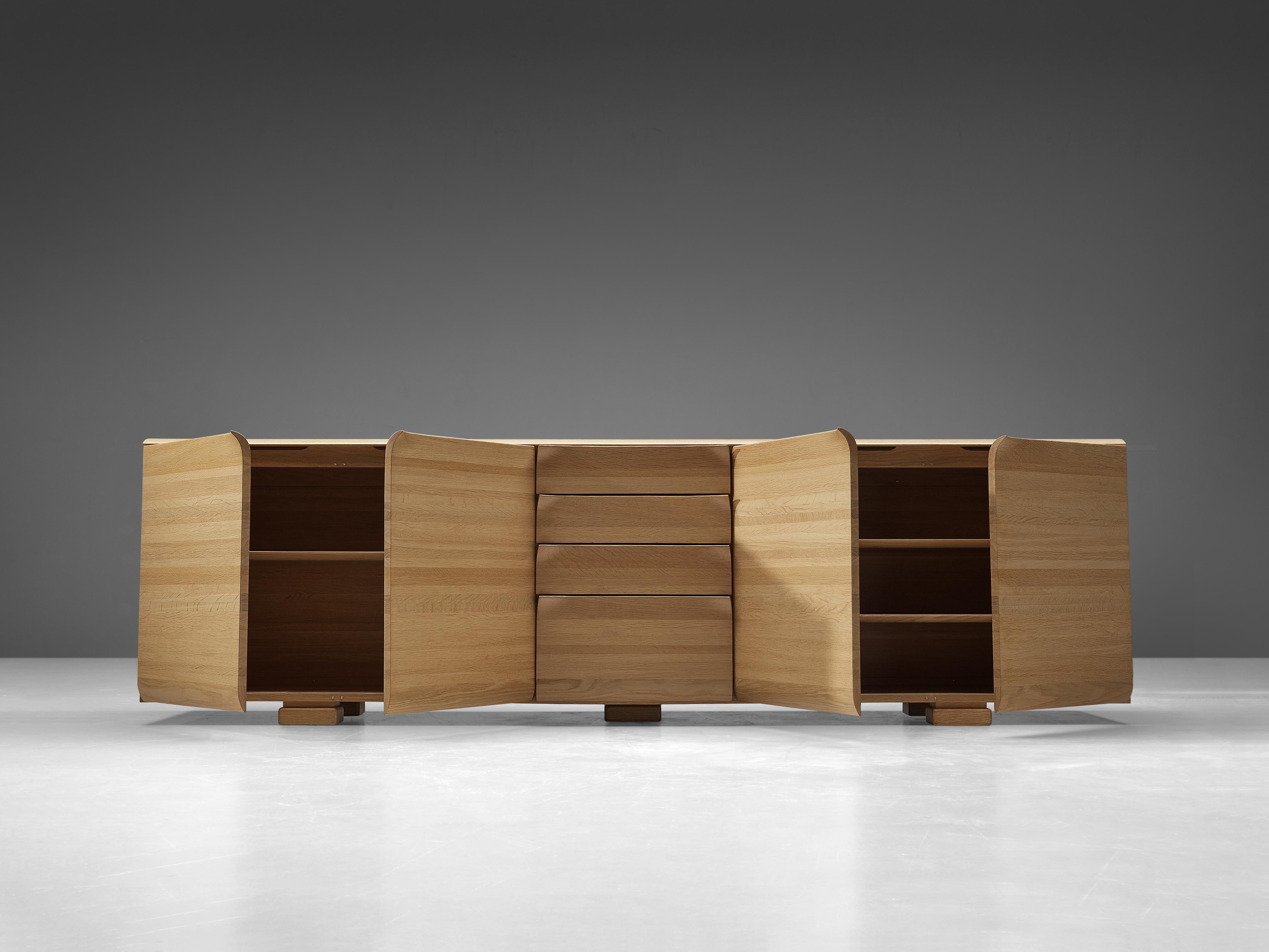 Large Belgian Sideboard in Oak with Folded Handles 1