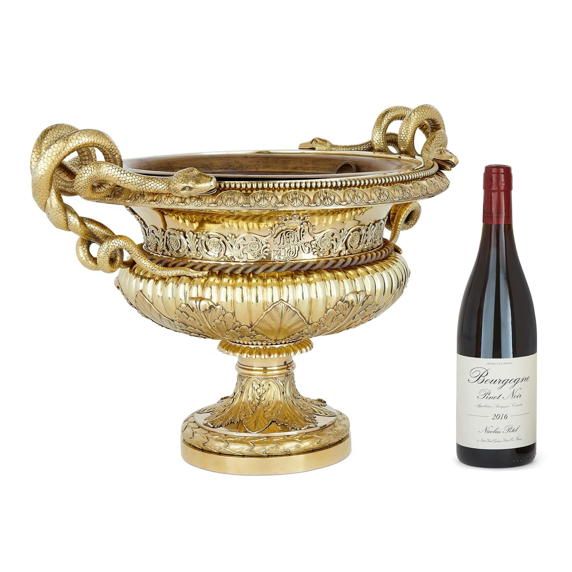 Large Belgian Silver Gilt Vase, 19th Century For Sale 6