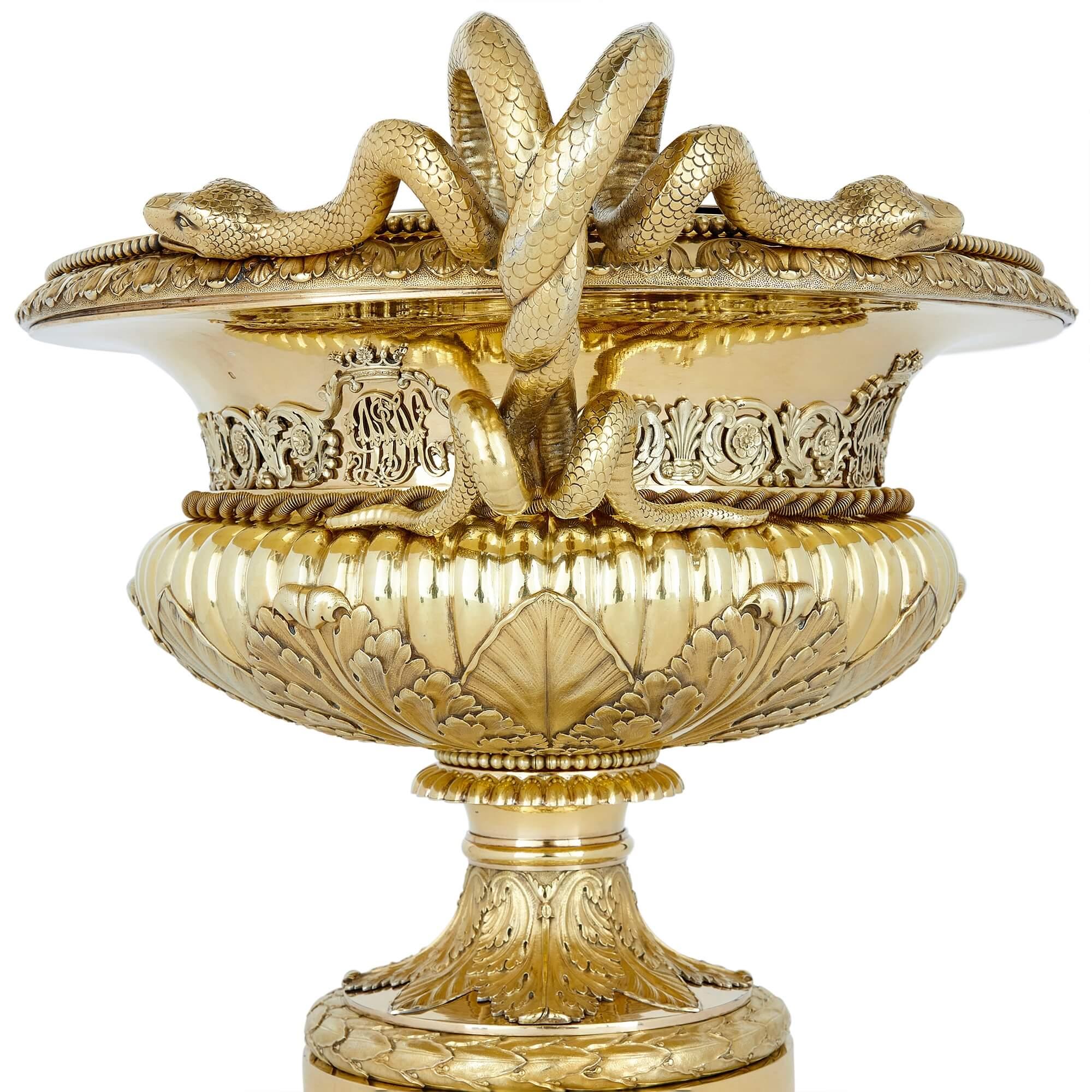 Large Belgian Silver Gilt Vase, 19th Century  In Good Condition For Sale In London, GB