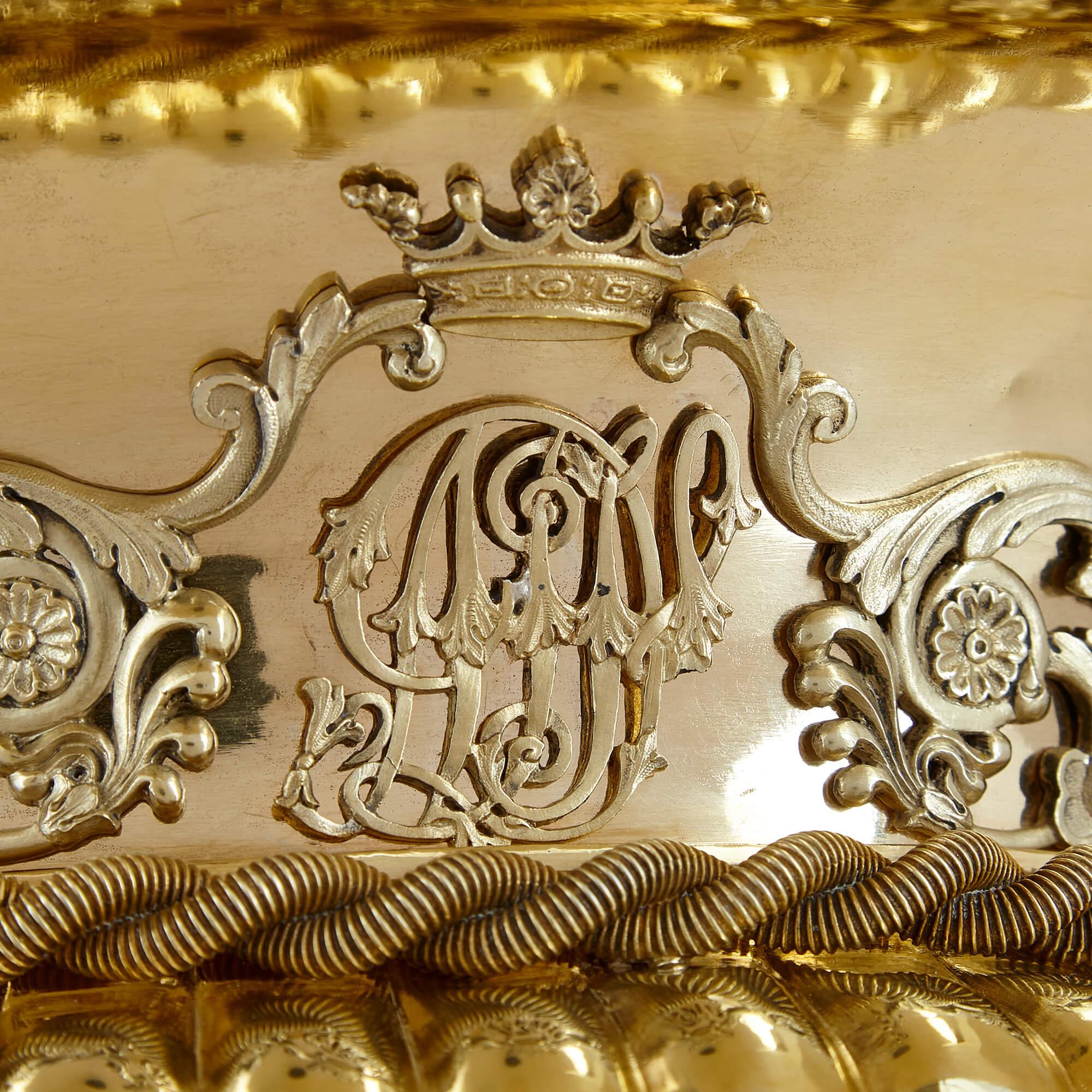 Large Belgian Silver Gilt Vase, 19th Century For Sale 3