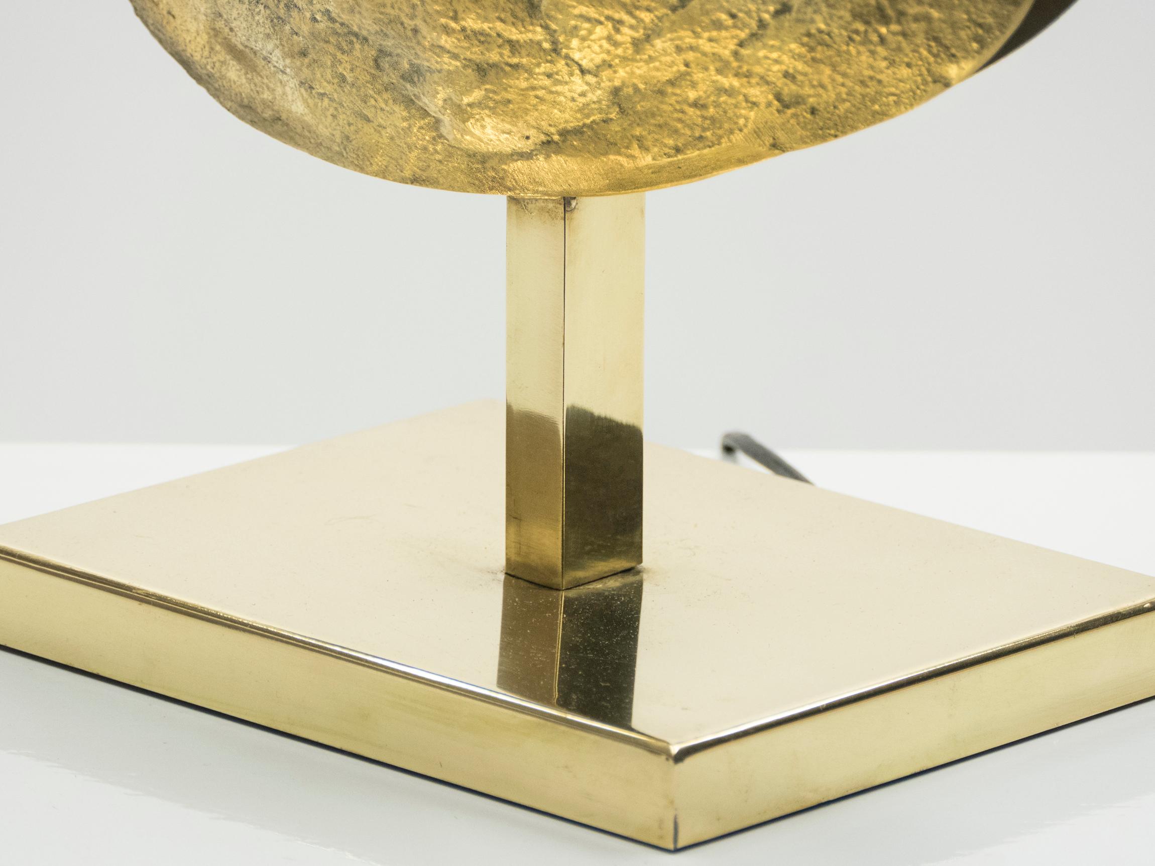Large Belgian Willy Daro Table Lamp in Brass and Bronze, 1970s 1