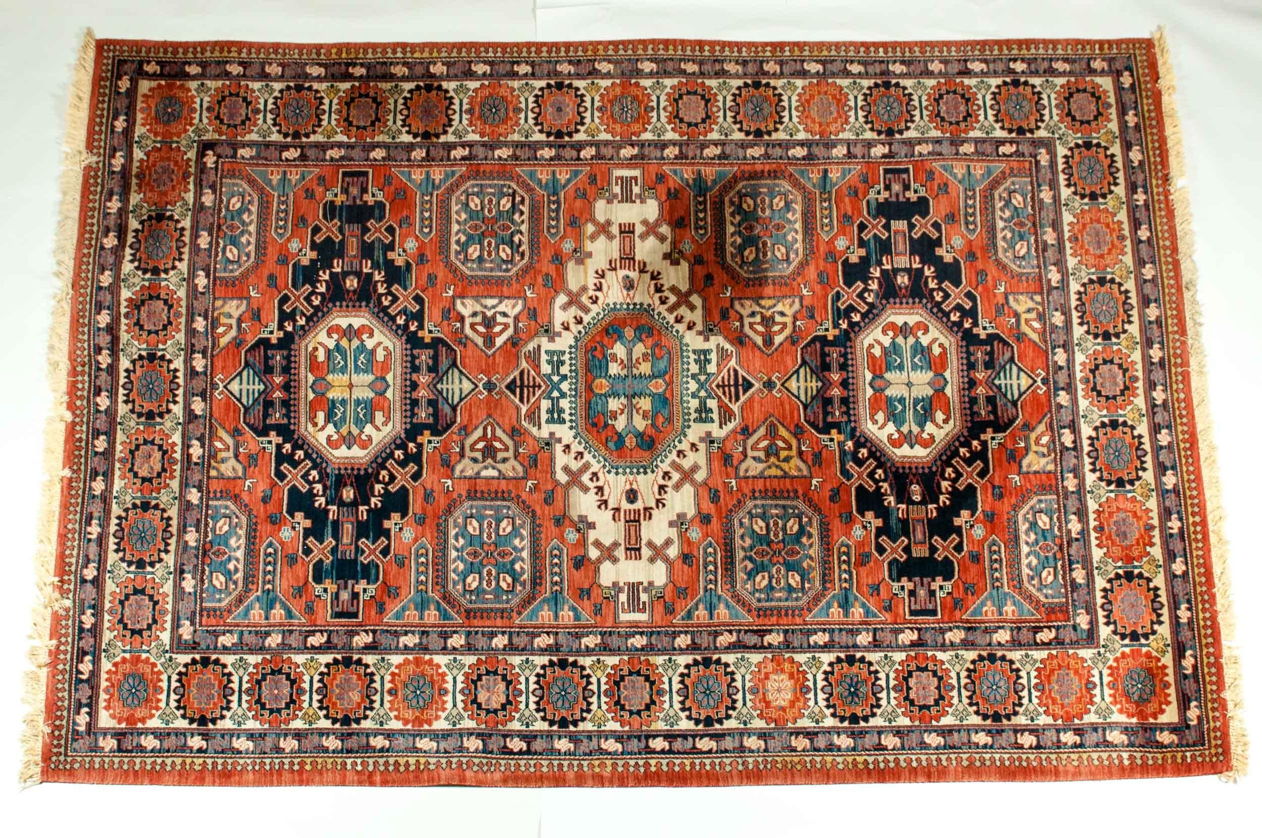 Mid-20th century large Belgium hand knotted wool area rug. The area rug is in excellent vintage condition and very clean. The rug measure about 146 inches length x 107 inches width.
