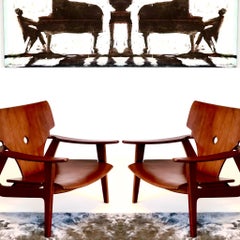 Large Belgium Teак Armchairs Zen by Olivier De Schrijver