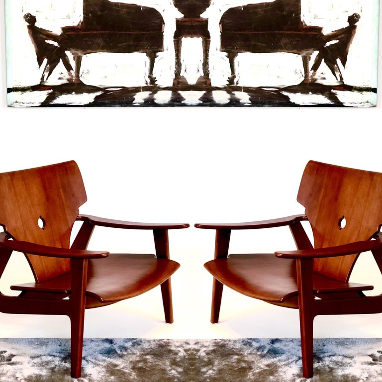 Large Belgium Teак Armchairs Zen by Olivier De Schrijver For Sale