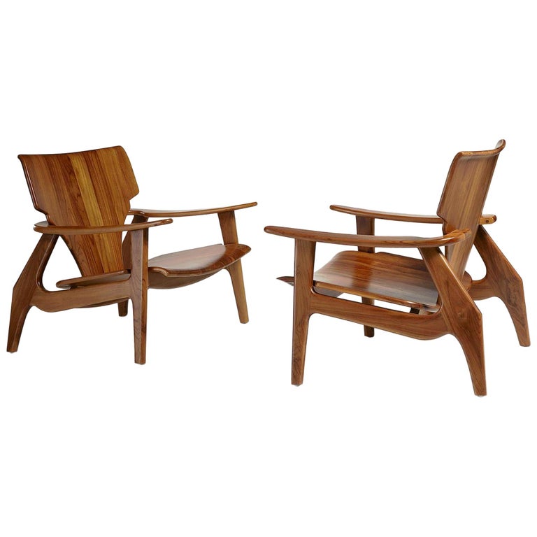 Large Belgium Teак Armchairs Zen by Olivier De Schrijver For Sale 
