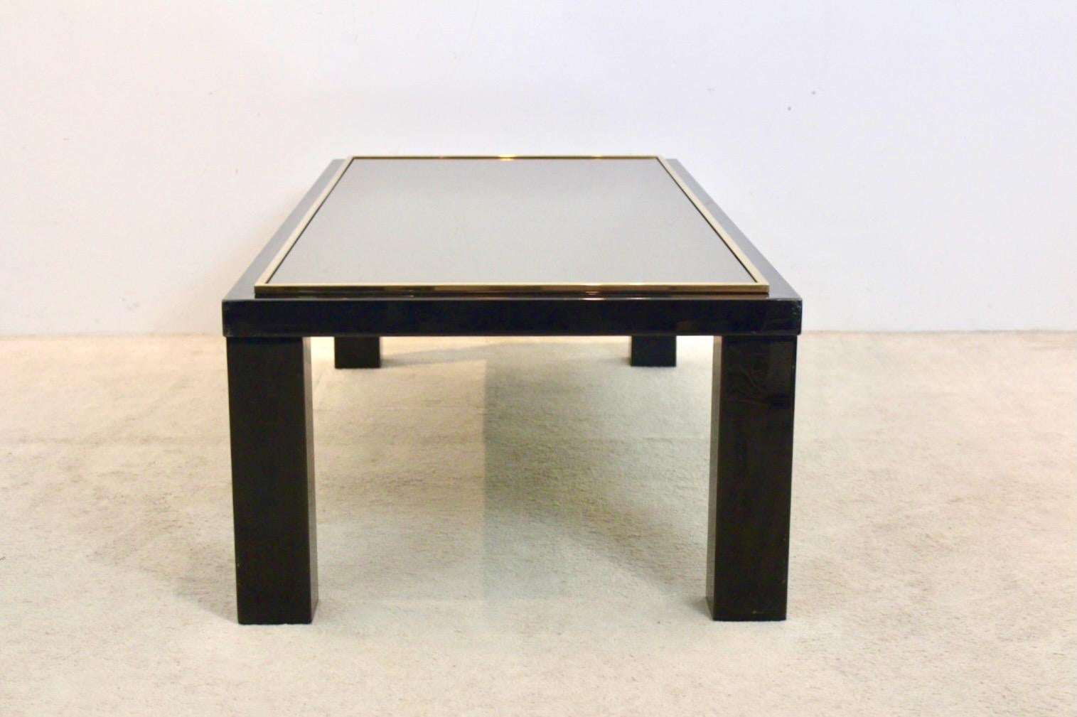 Large Belgochrom Gold and Smoked Glass Coffee Table For Sale 5