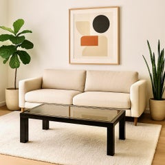 Large Belgochrom Gold and Smoked Glass Coffee Table by Roger van Hevele