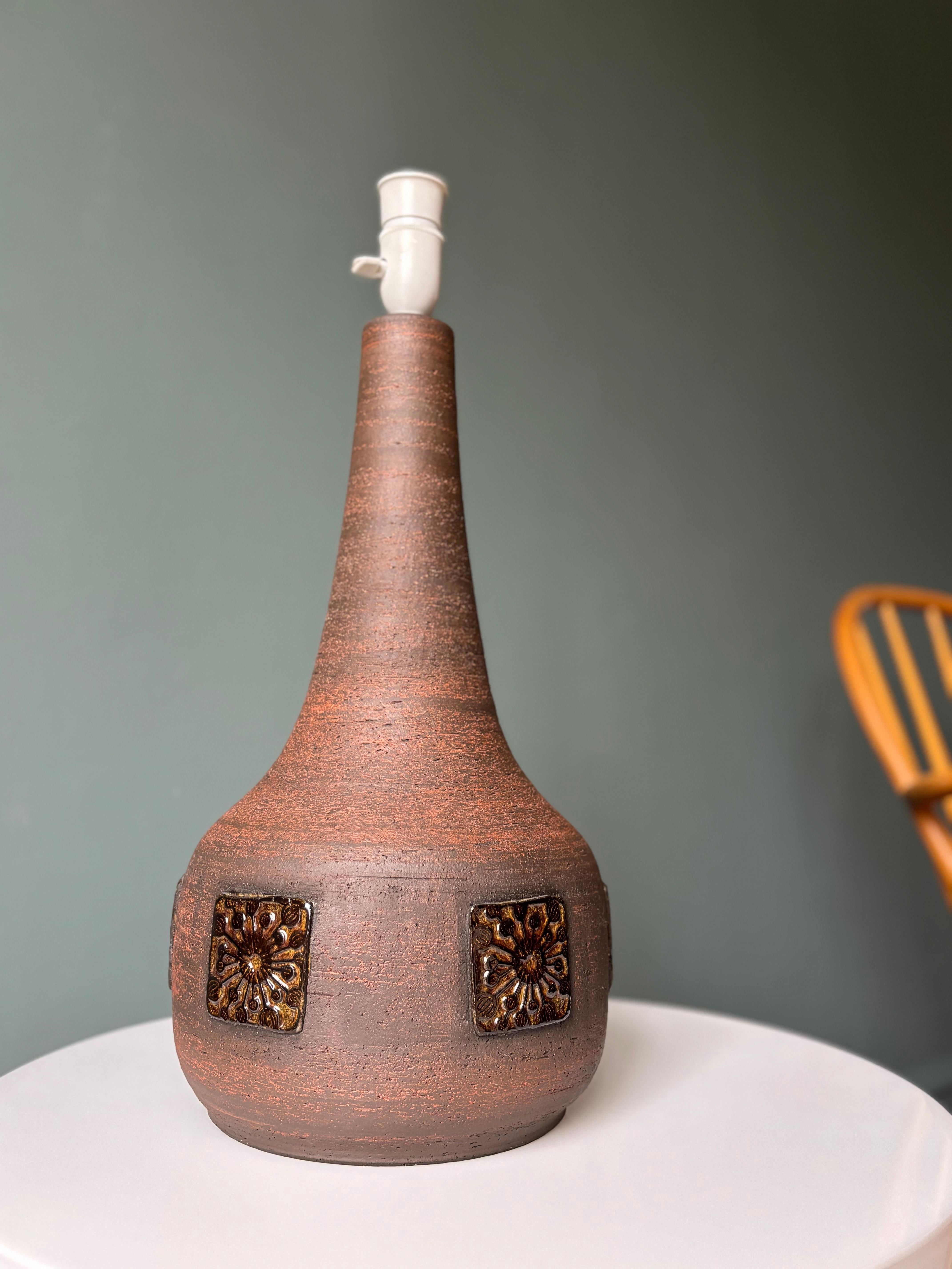 Large Belka Danish Rustic Stoneware Lamp, 1960s For Sale 3