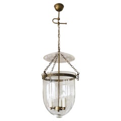 Large Bell Jar Lantern Hand Blown Glass Etched Grapevines Motifs, England, 1830s