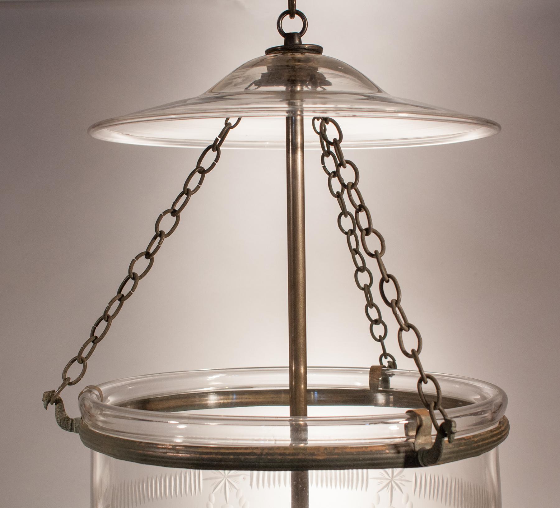 19th Century Antique Bell Jar Lantern with Federal Etching