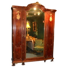 Gran armario de caoba, espejo y bronce dorado estilo Belle Epoque F. Linke