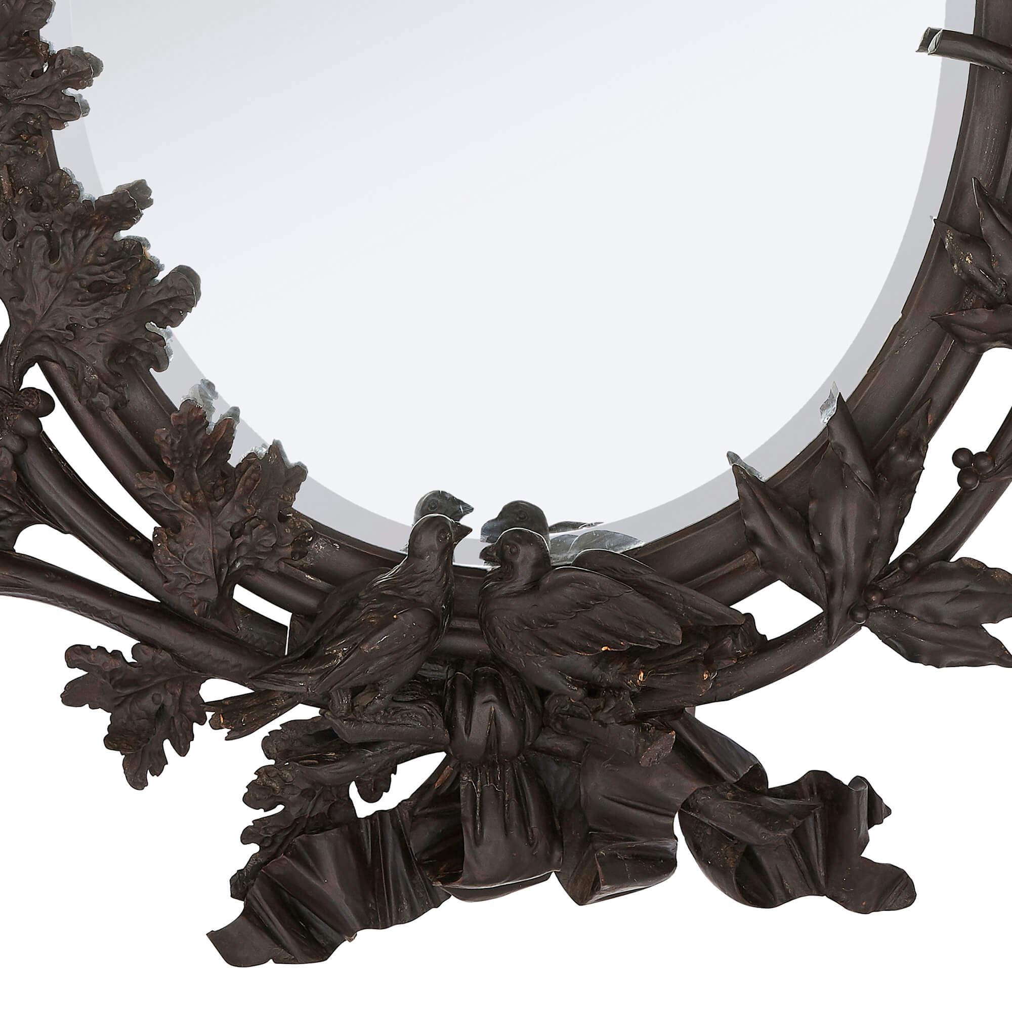French Large Belle Époque Period Carved Wood Wall Mirror For Sale