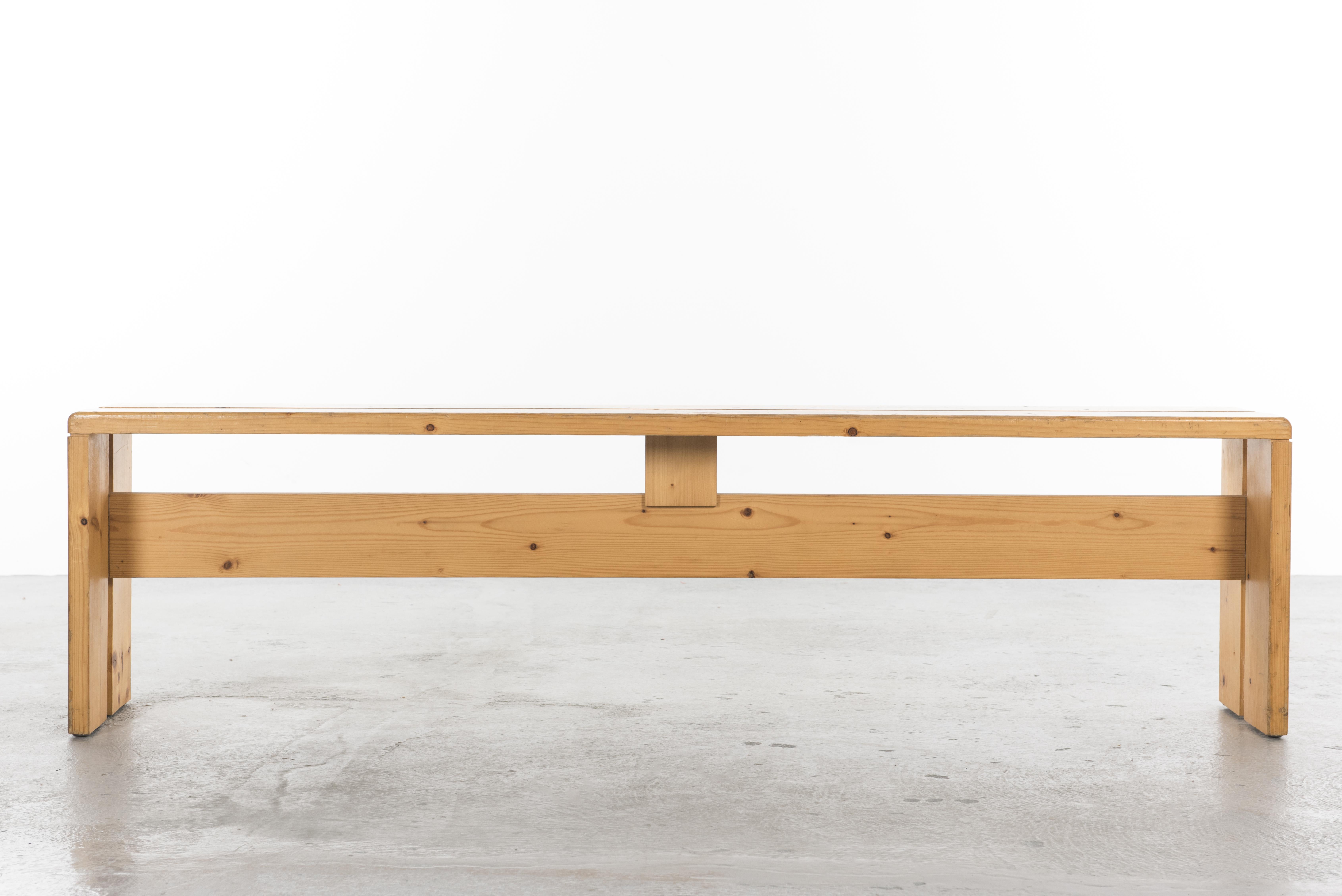 Pine Large Bench from Ski Resort Les Arcs by Charlotte Perriand