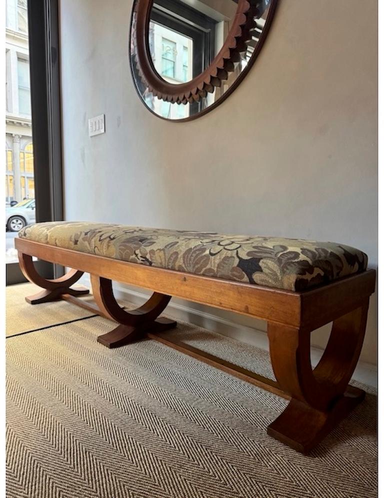 Beautiful newly reupolstered large bench circa 1930's France