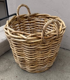 Large bent Wood Wicker Laundry Basket