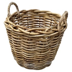 Large bent Wood Wicker Laundry Basket