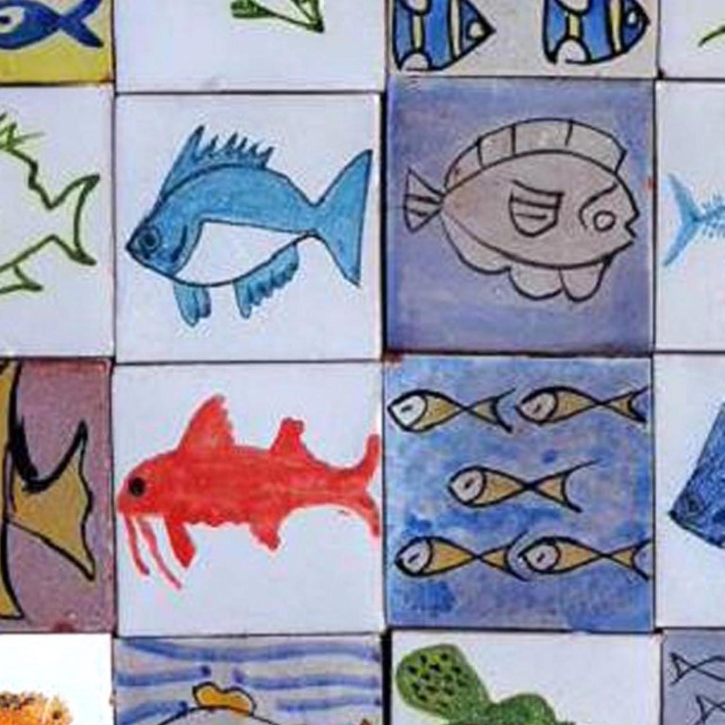 Other Large Berber Fish Tile Panel, Morocco