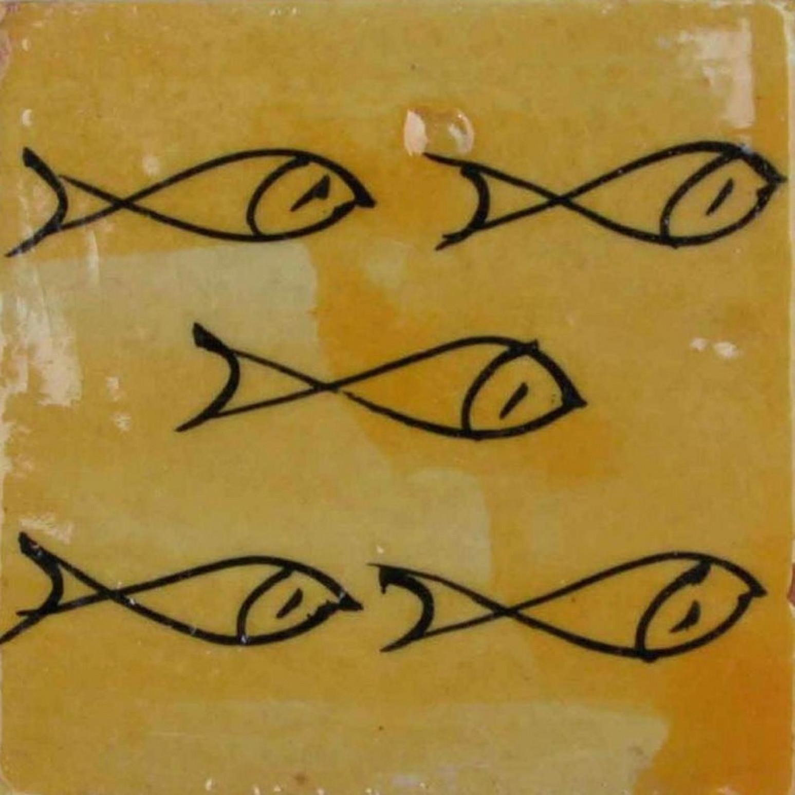 Italian Large Berber Fish Tile Panel, Morocco