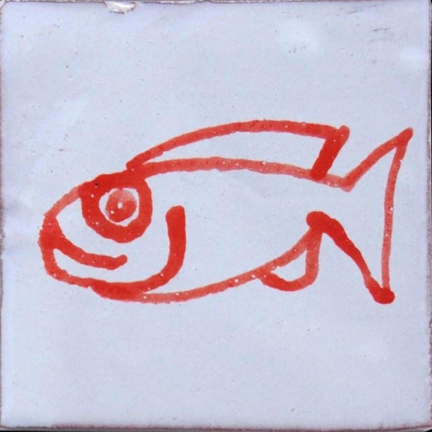 Glazed Large Berber Fish Tile Panel, Morocco