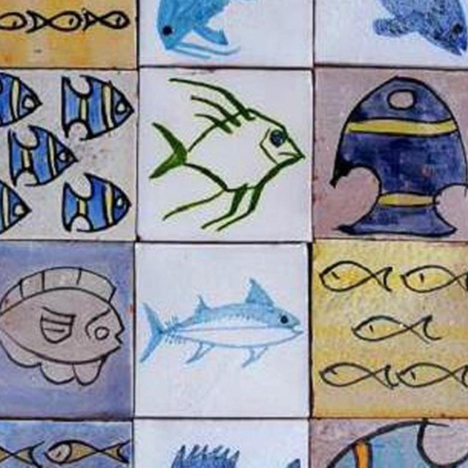 Large Berber Fish Tile Panel, Morocco 1