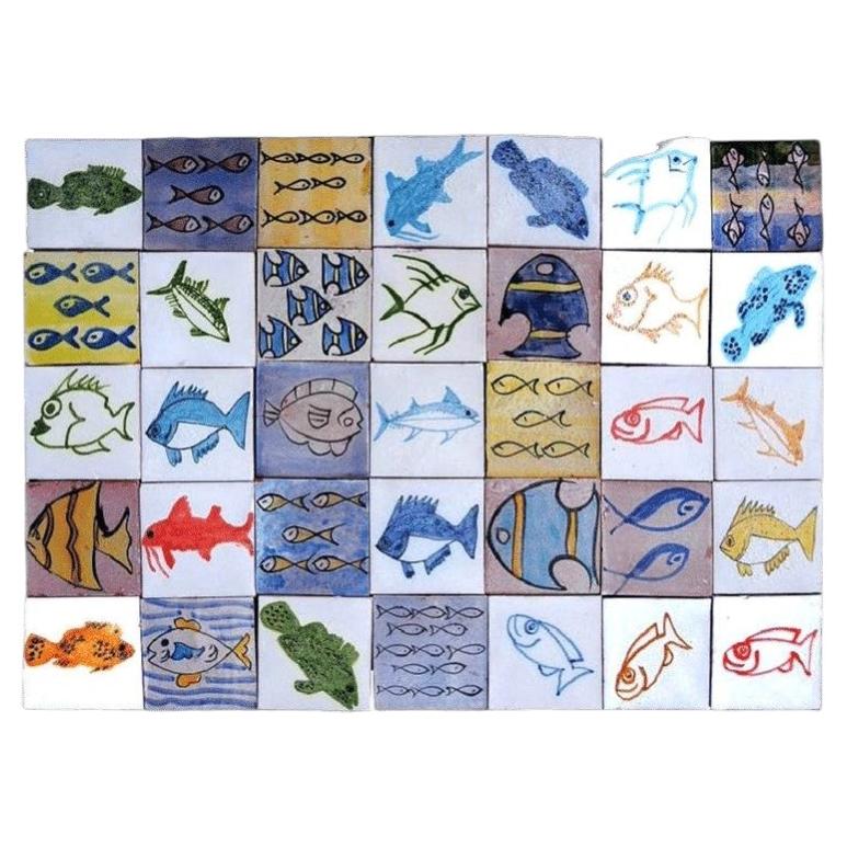 Große Berber-Fischfliesen-Tafel, Marokko im Angebot