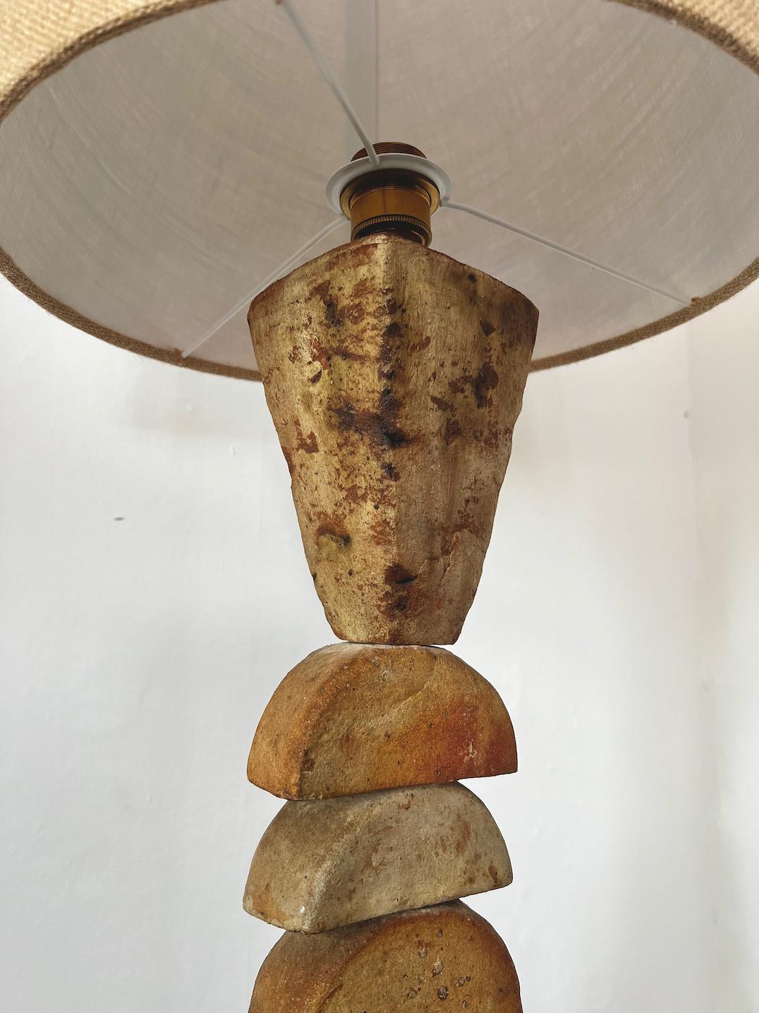 Large Bernard Rooke Ceramic TOTEM Floor Lamp, Mid-20th Century England In Fair Condition In London, GB