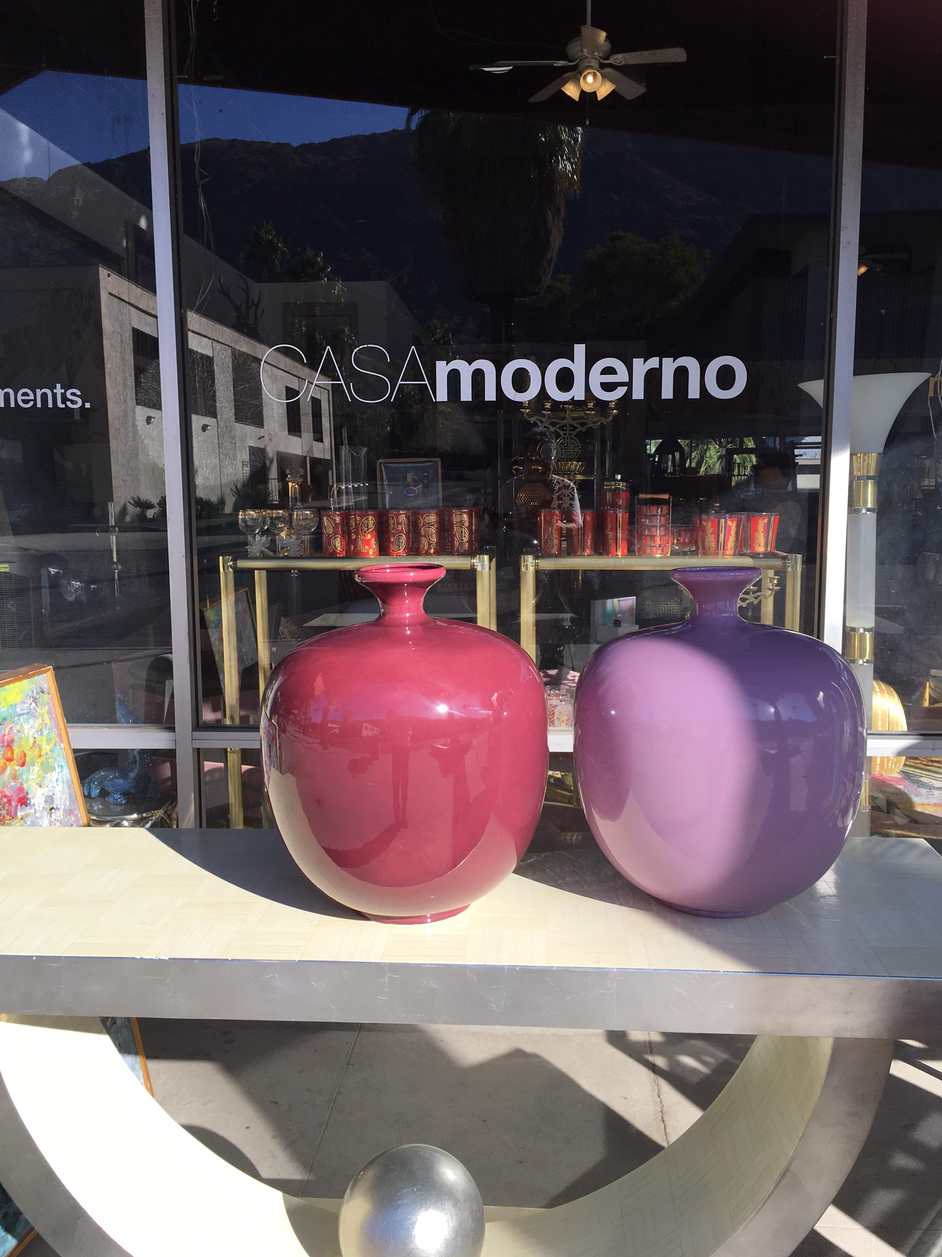American Jaru Vintage Large Berry Color Ceramic Vase For Sale