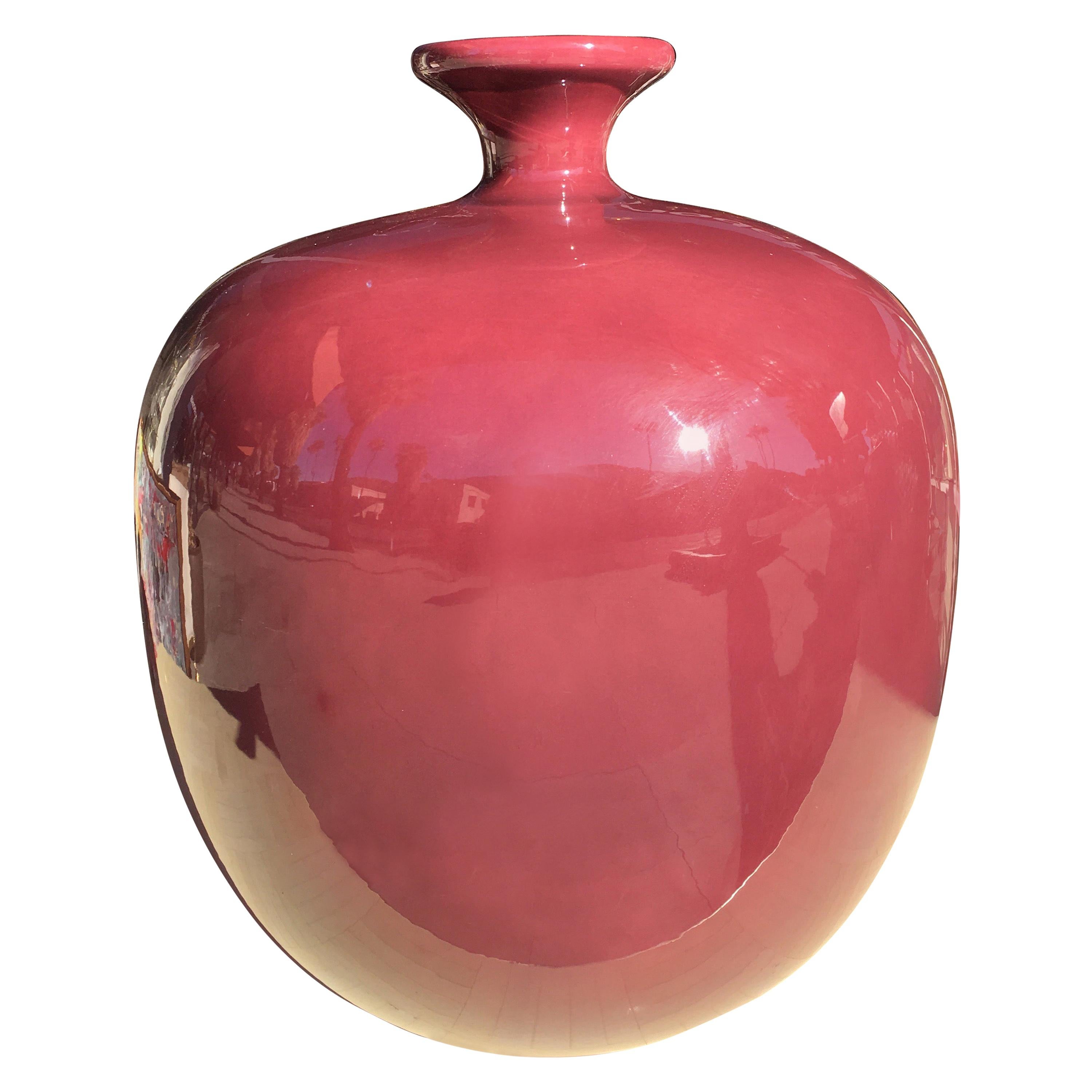 Jaru Vintage Large Berry Color Ceramic Vase For Sale