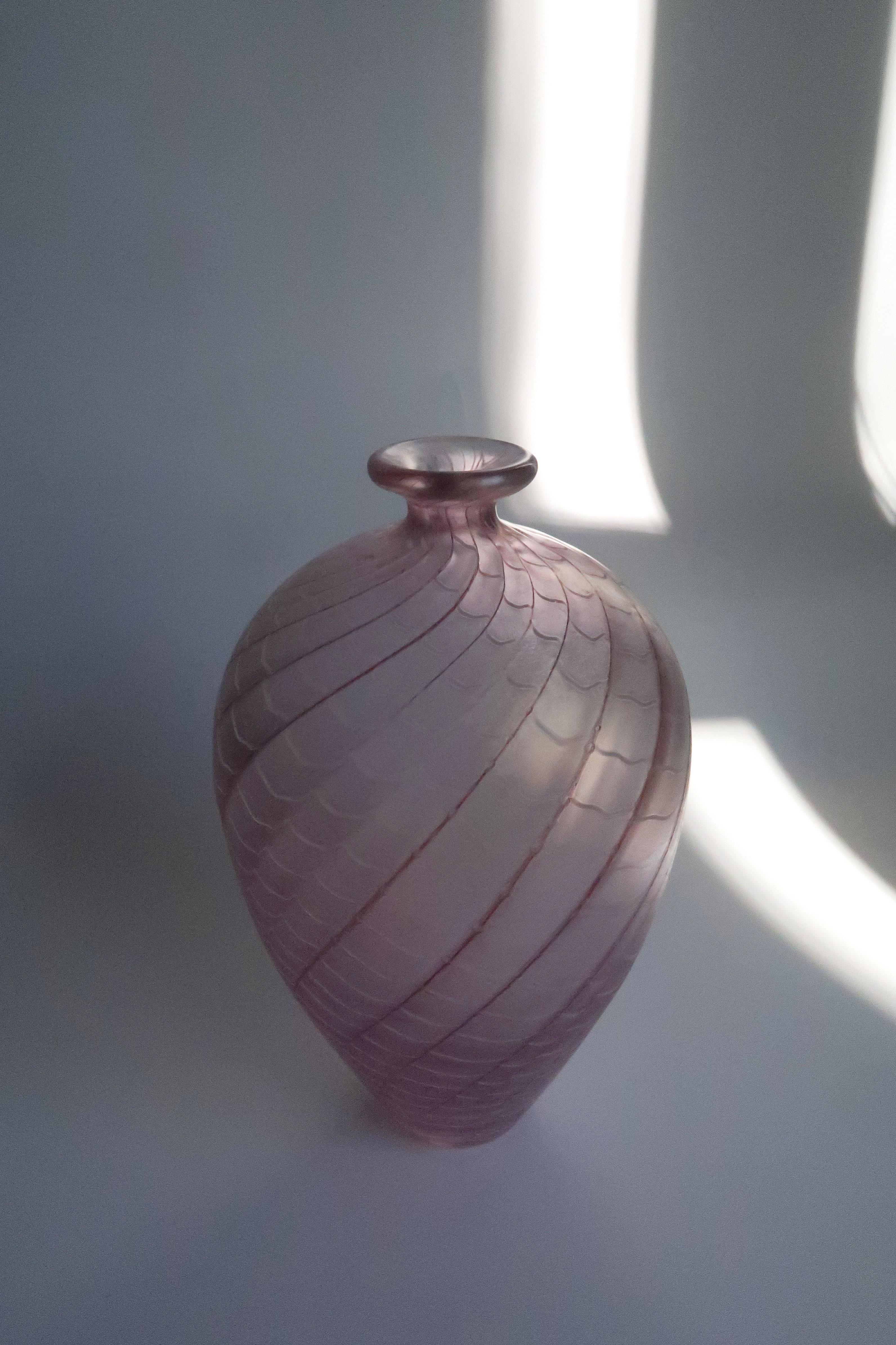 Large Bertil Vallien for Kosta Boda Rose, Ruby, White Art Glass Vase, 1970s 7