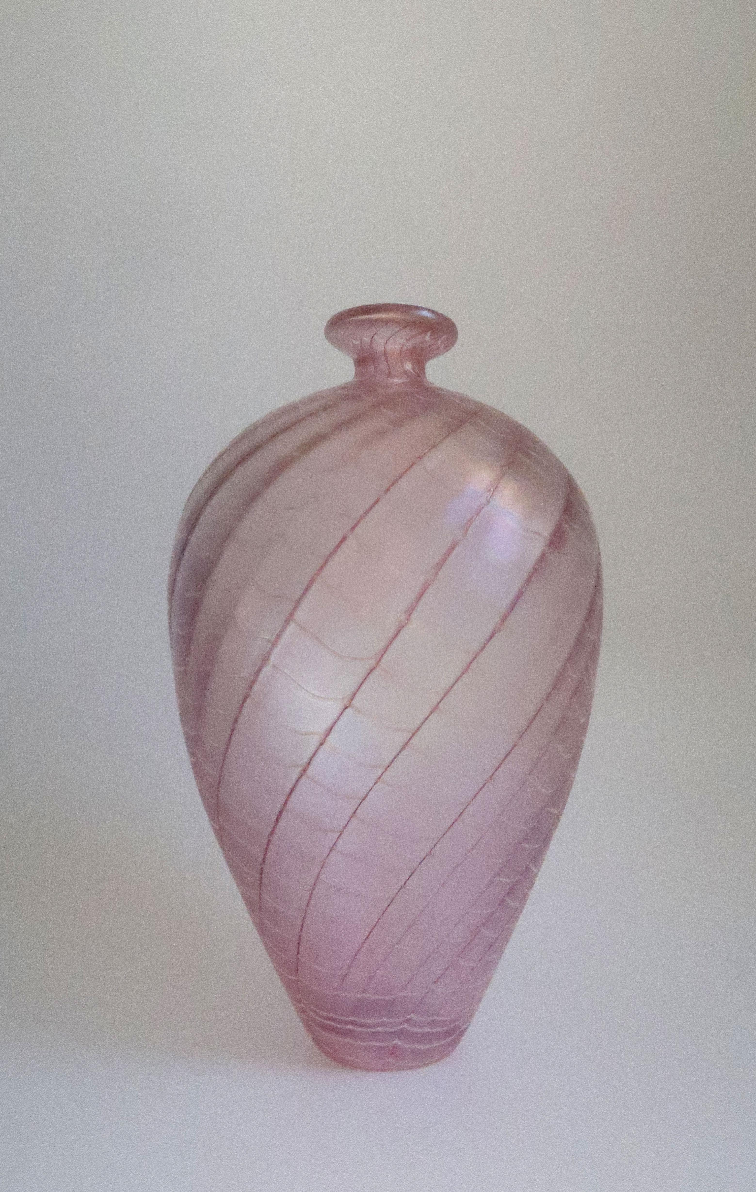 20th Century Large Bertil Vallien for Kosta Boda Rose, Ruby, White Art Glass Vase, 1970s