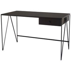 Large Charcoal Study Desk with Drawer, Customizable