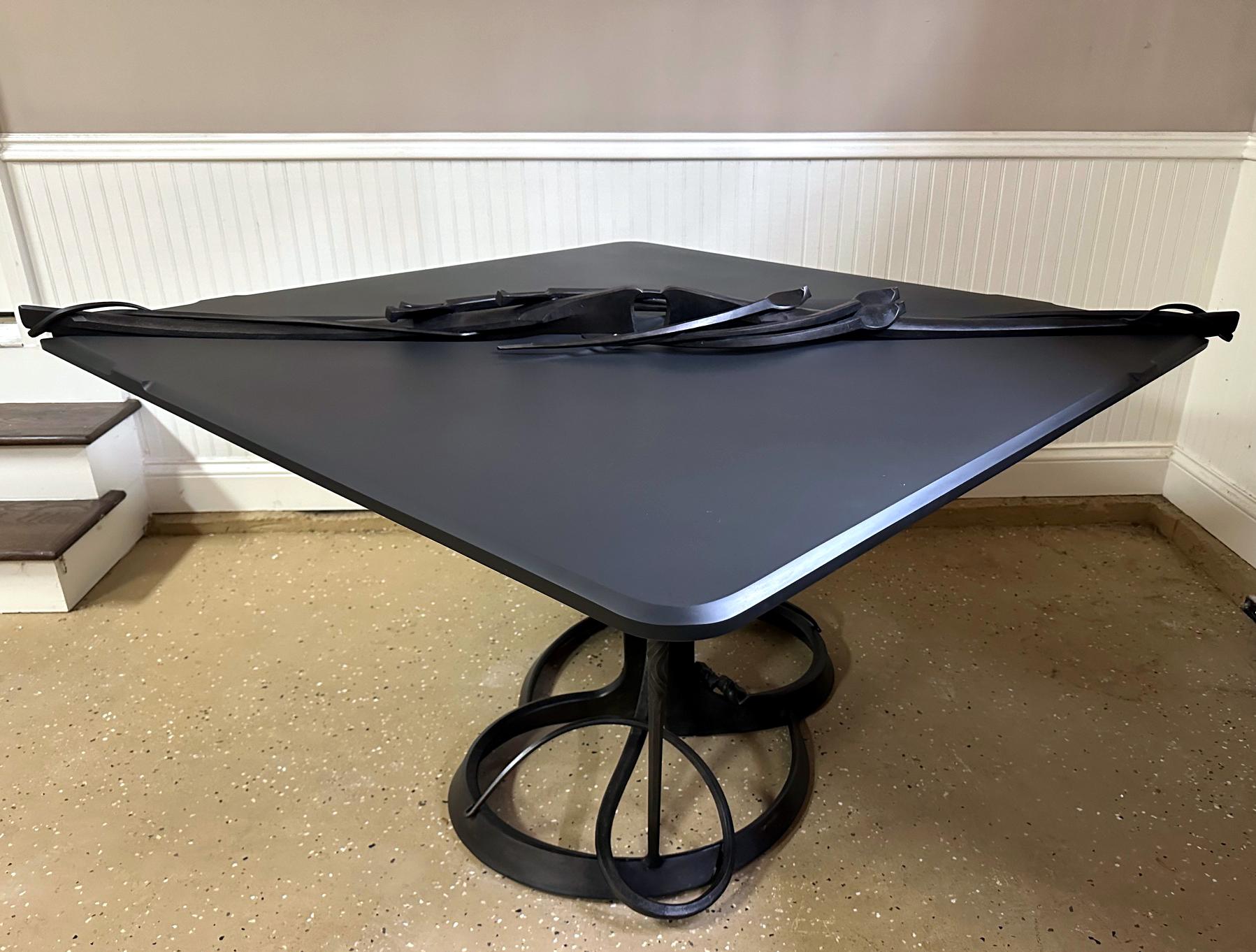 Large Bespoken Sculpted Steel Table with Slate Top Albert Paley In Good Condition For Sale In Atlanta, GA