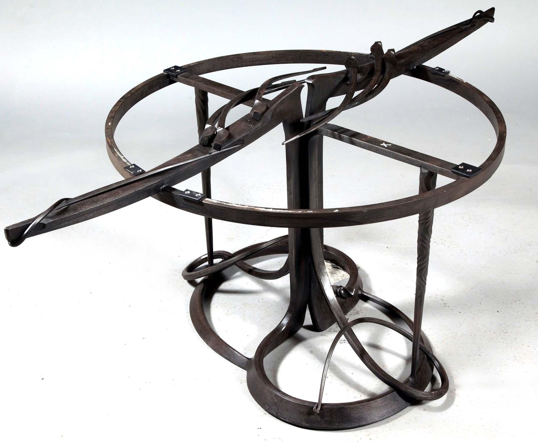 Large Bespoken Sculpted Steel Table with Slate Top Albert Paley For Sale 4