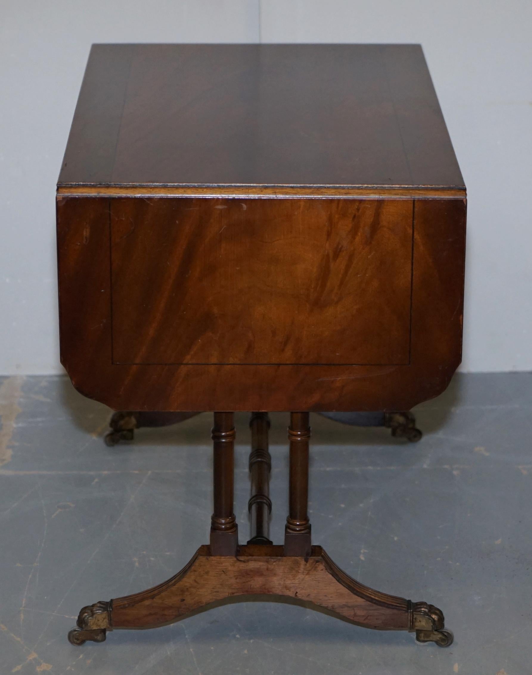 Large Bevan Funnell Extending Flamed Hardwood Side End Lamp Card Table Lion Feet For Sale 5