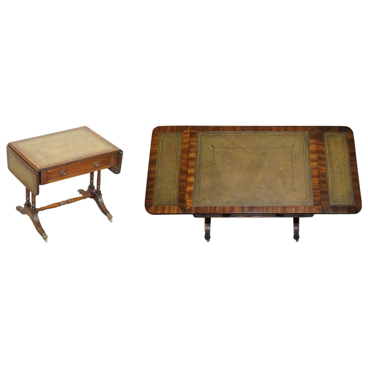 Gran mesa auxiliar extensible de cuero verde Bevan Funnell