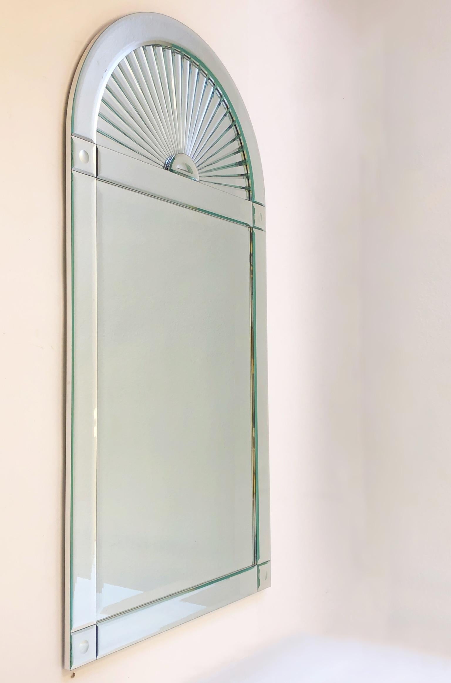 Modern Large Beveled Classic Mirror by Karl Springer