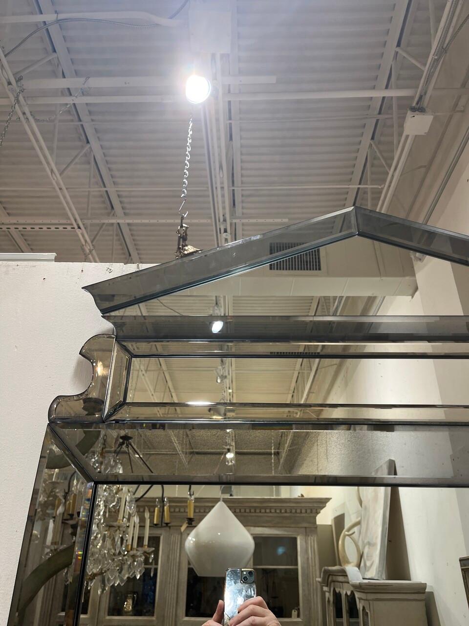 Large Beveled Dennis and Leen Style Mirror In Good Condition In Houston, TX
