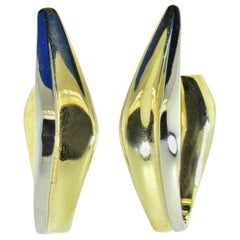 Large Bi-Color 18 Karat Gold Hoop Style Earrings Large Bi-Color 18 Karat Gold Hoop Style Earrings