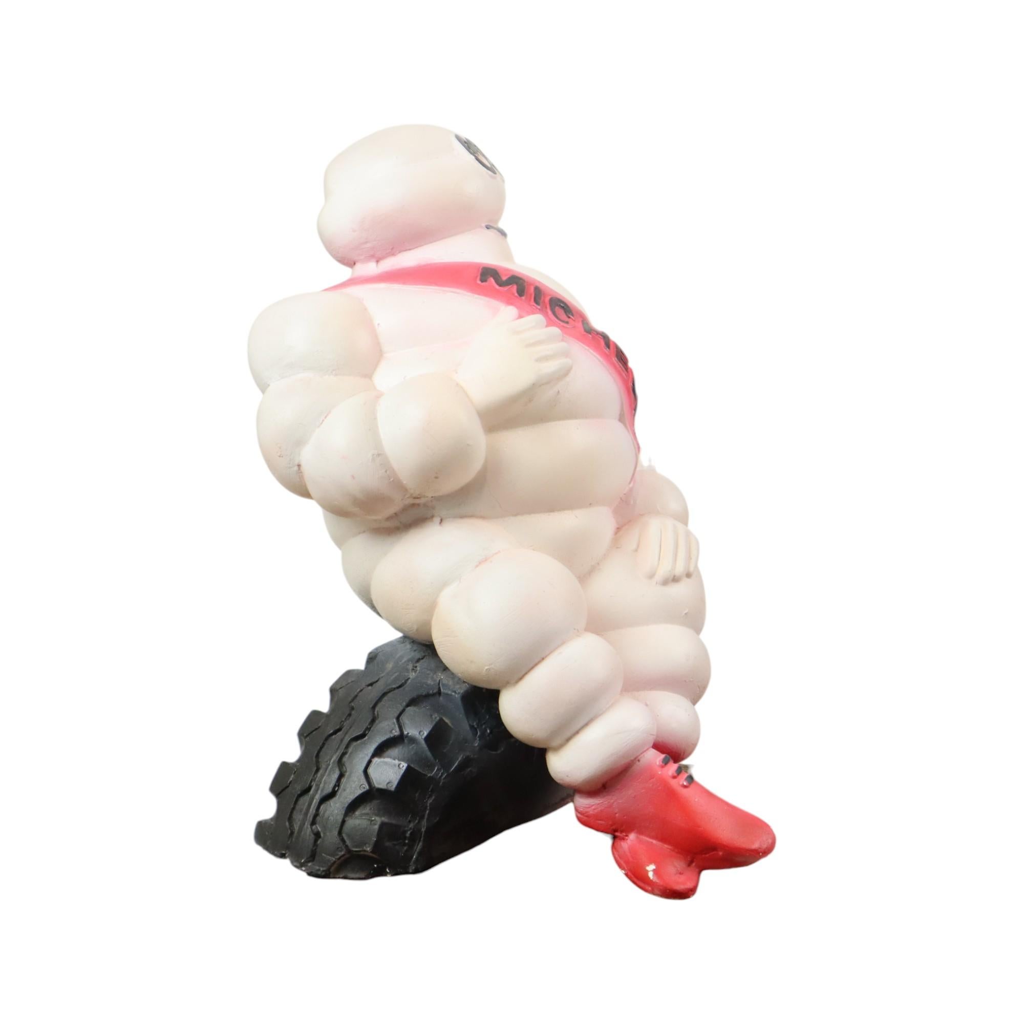 Gran estatua publicitaria Bibendum Michelin de escayola 36cm Pintado a mano en venta