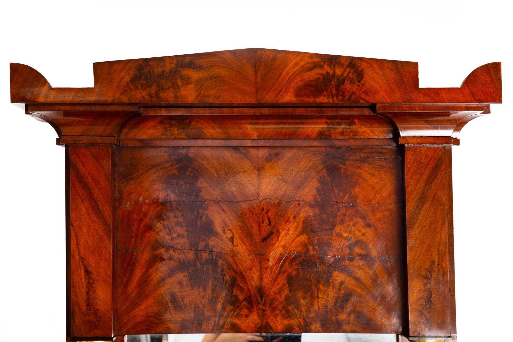 Large Biedermeier Antique Mahogany Pier Mirror and Console Table ca. 1820-40 For Sale 6