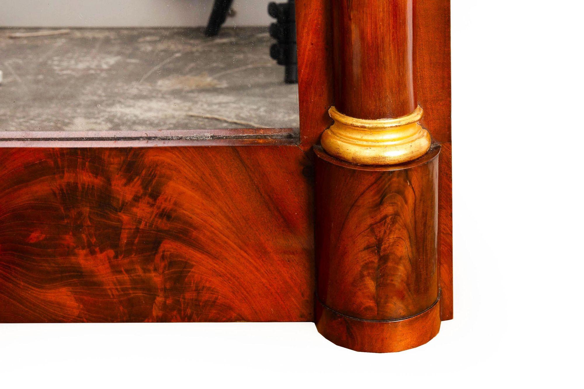 Large Biedermeier Antique Mahogany Pier Mirror and Console Table ca. 1820-40 For Sale 7