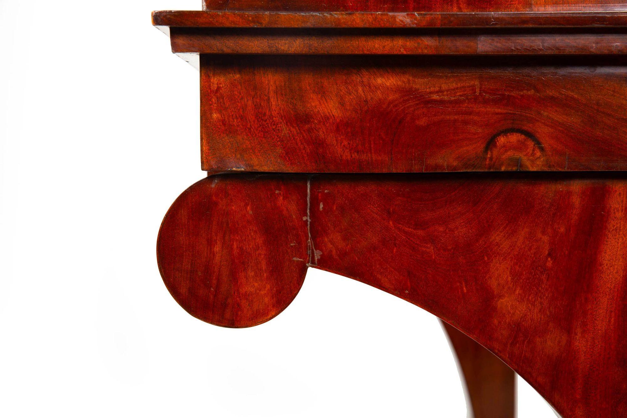 Large Biedermeier Antique Mahogany Pier Mirror and Console Table ca. 1820-40 For Sale 12