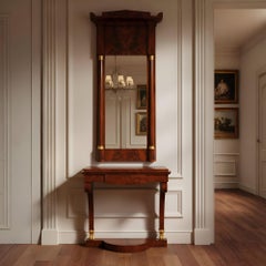 Large Biedermeier Antique Mahogany Pier Mirror and Console Table ca. 1820-40